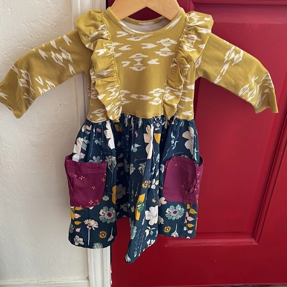 Lottie Mae clothing girls dress size 18M GUC blue and yellow colors